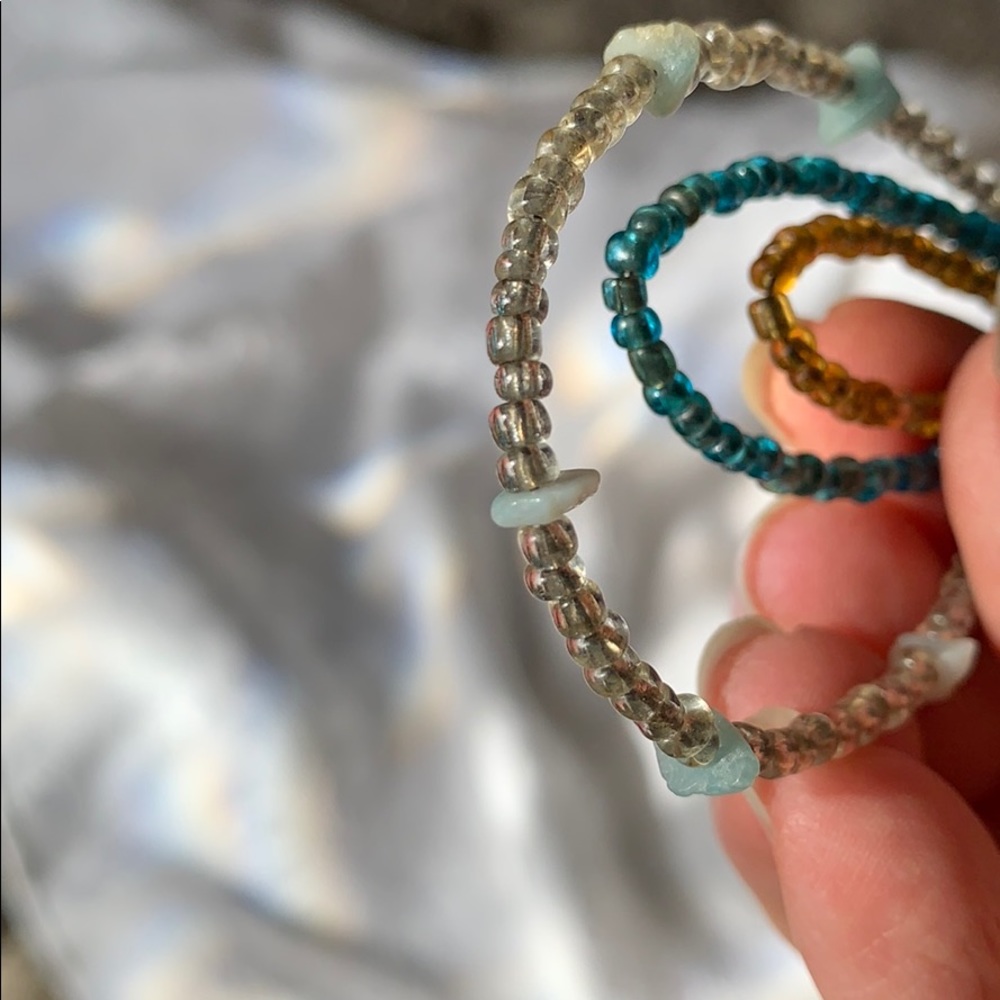 ✓ Bead and rock earrings turquoise amber clear - Picture 8 of 10